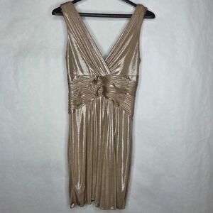 BCBGMaxAzria Shimmering Gold Backless Dress